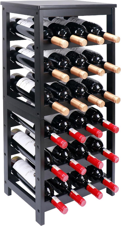 Bamboo Wine Rack, 3-Tier 12 Bottles Wine Storage Cabinet Shelf