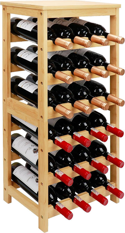 Bamboo Wine Rack, 3-Tier 12 Bottles Wine Storage Cabinet Shelf