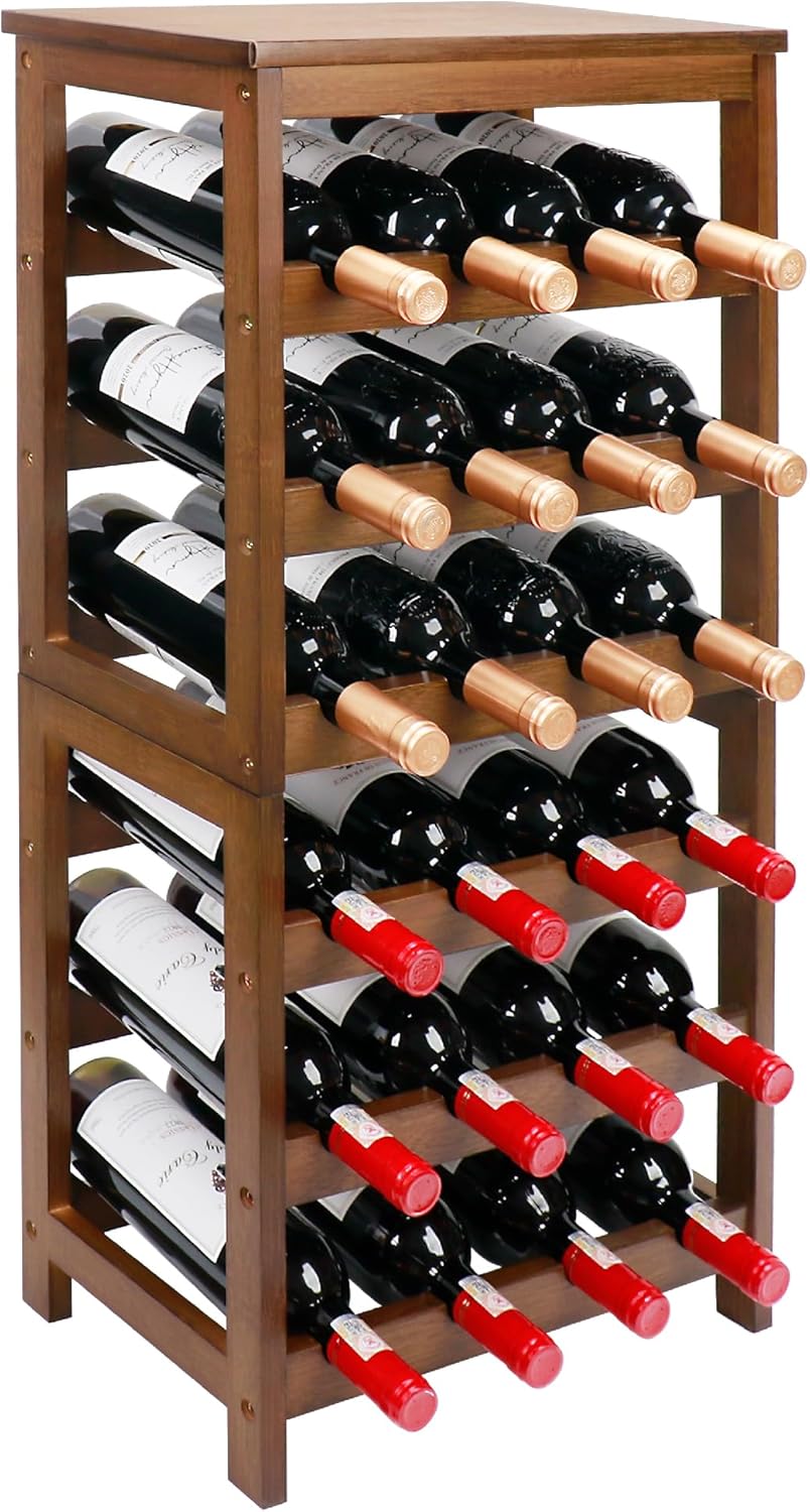 Bamboo Wine Rack, 3-Tier 12 Bottles Wine Storage Cabinet Shelf