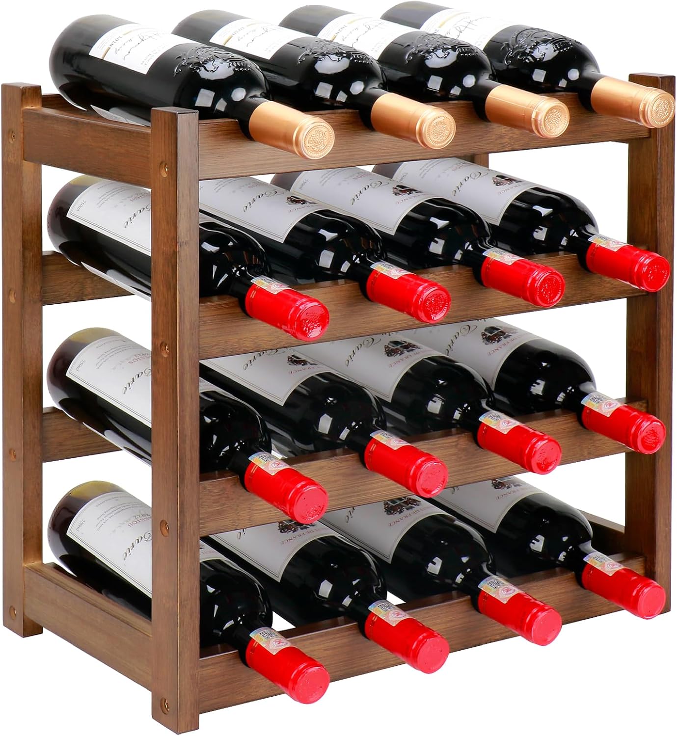 Bamboo Wine Rack, 3-Tier 12 Bottles Wine Storage Cabinet Shelf