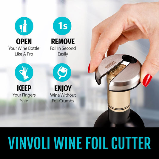 Cortacápsulas de Vino – Cortador de Cápsulas de Acero Inoxidable de Lujo – Abridor Quita Cápsulas y Precintos para Botellas de Vino